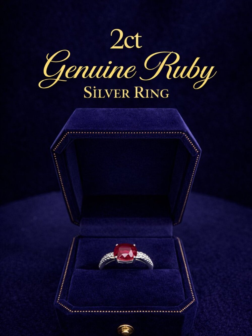 Genuine Ruby Silver Ring 2ct, Oval Ruby Ring Size 7.25